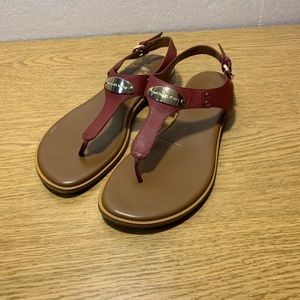 Michael kors plate red sandals flats straps womens size 7.5m red straps